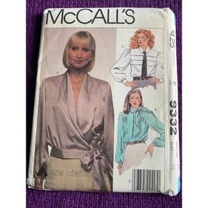 McCalls 9332 wrap pleat fron blouse top sz 14